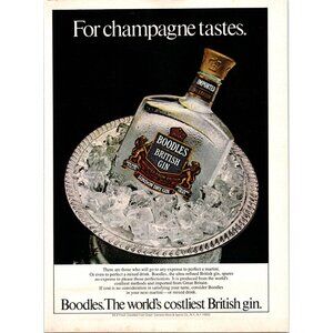 1981 Boodles British Gin Vintage Print Ad Ice Bucket Champagne Tastes Wall Art